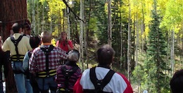Zipliners Listen to Soaring Guide a group of people in a forest